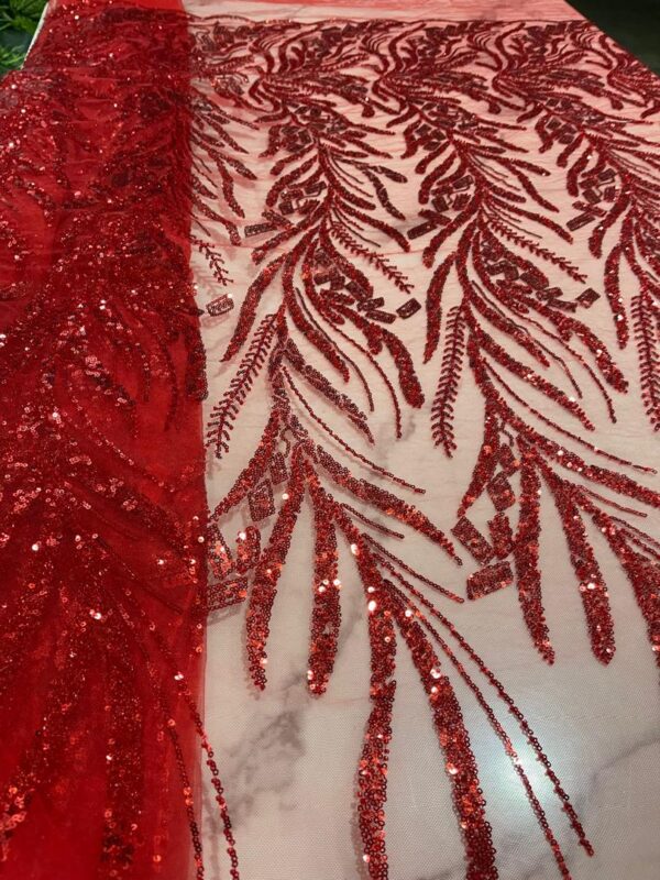 beaded net lace(per yard) colour : Red