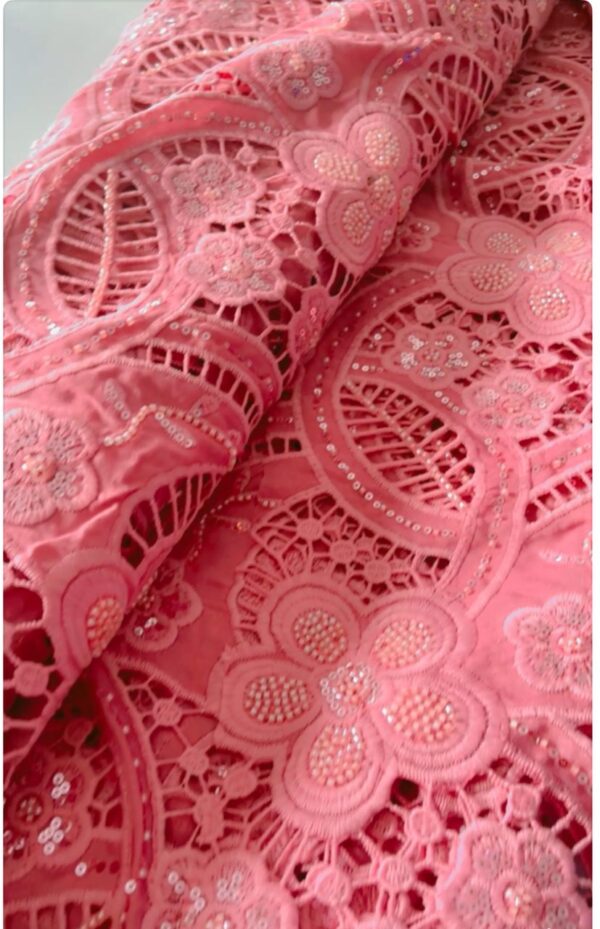 Beaded chiffon Guipue lace (5yards) colour: peach