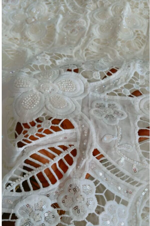 Beaded chiffon guipure lace(5yrds) Color: white