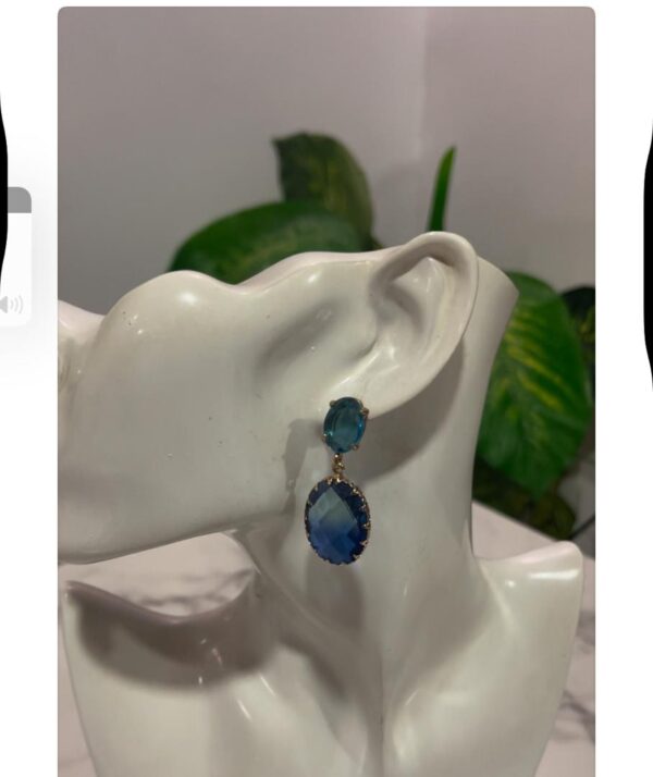 lason earring with blue stone