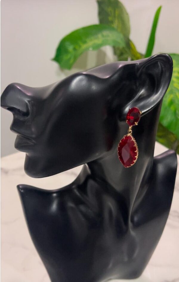 lason earring with red stone